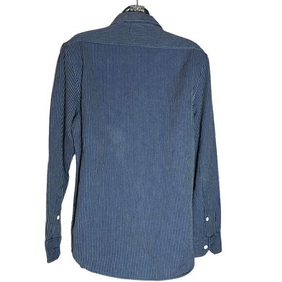 Taylor stitch men’s button down shirt blue cream patterned 36 organic cotton - Picture 4 of 7